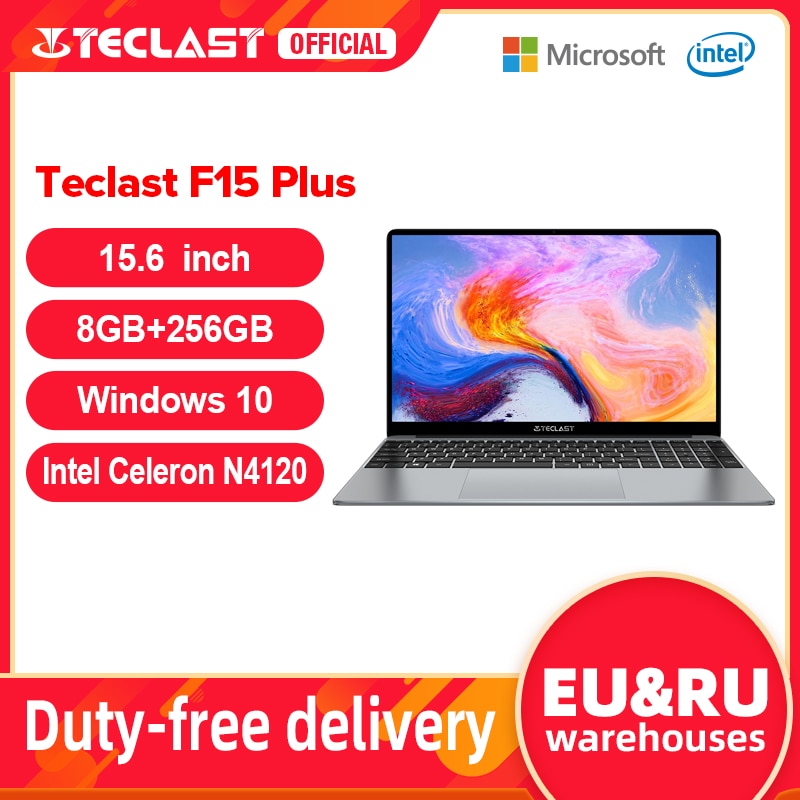 Teclast F15 Plus 15.6 Inch Ultra Light Laptop 1920x1080 FHD 8GB RAM 256GB SSD Windows 10 Intel Gemini Lake N4120 USB3.0 Notebook