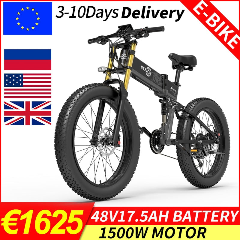 POLAND STOCKS NO TAX X-PLUS 1500W 48V17.5AH FOLDING ELECTRIC BIKE FAT TYRE 26"*4.0 HYDRALIC BRAKE POWERFUL