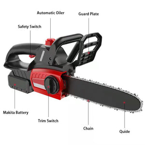 1800W Cordless Brushless Chainsaw with Removable Lithium Battery