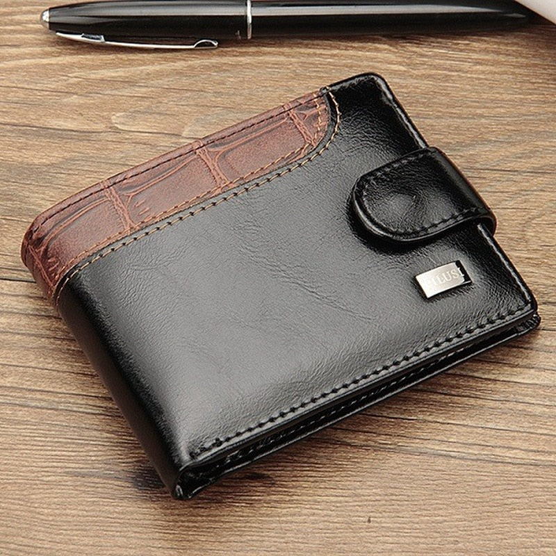 New SHORT STYLE Wallet Patchwork Leather design Trifold Wallet with Coin Pocket and Card Holder