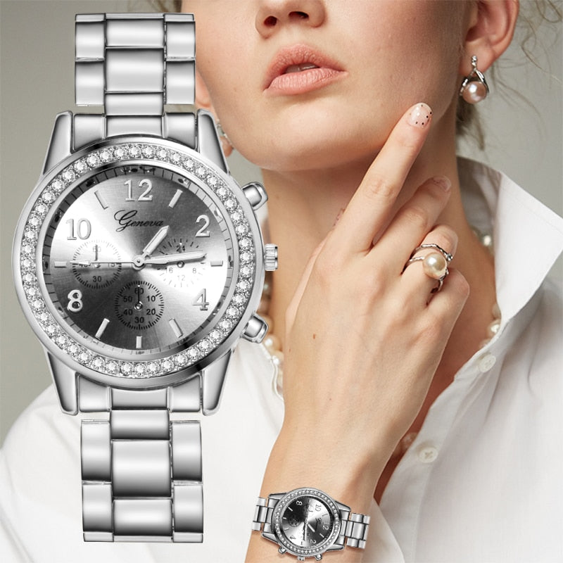 UTI KAFLIN Ladies Fashion Watch Featuring Encrusted Rhinestones Surrounding the Dial Enclosing a Sophisticated Precision Quartz Movement