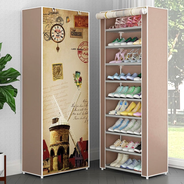 Multi-layer Simple Shoe Cabinet DIY Assembled Space-saving Shoe Organizer Shelf Home Dorm Storage Closet Dustproof Shoes Rack