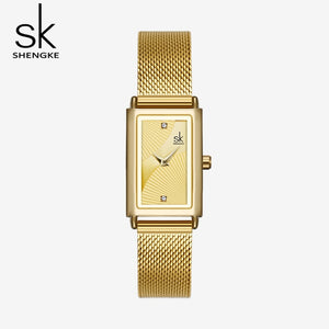 Shengke Women's Ladies Designer Fashion Watch with a Precision Quartz Movement and Mesh Wrist Band