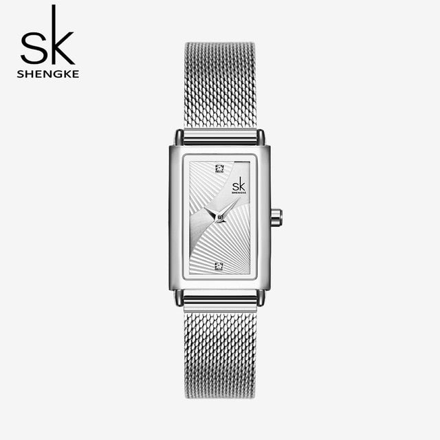 Shengke Women's Ladies Designer Fashion Watch with a Precision Quartz Movement and Mesh Wrist Band