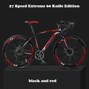 Adult Sports Road Cycle with 26-inch Wheels, Magnesium Alloy Frame, 27 Speed Derailleur Gears with Dead-Fly, Front and Rear Mechanical Disc Brakes and 6 Spoke Wheels with Solid Tyres