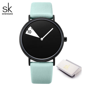 SHENGKE Casual Style Women's Watch with a Selection of Coloured Leather Straps and a Precision Quartz Movement