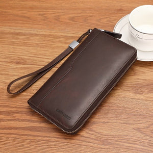 BISON High Quality Genuine Leather Mens Wallet RFID Blocking For Passport/Credit Cards/Cell Phone/Driver's Licence/Money