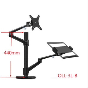 OL-3L Aluminum Height Adjustable Desktop Dual Arm 17-32 inch Monitor Holder+12-17 inch Laptop Holder Stand Full Motion Mount Arm