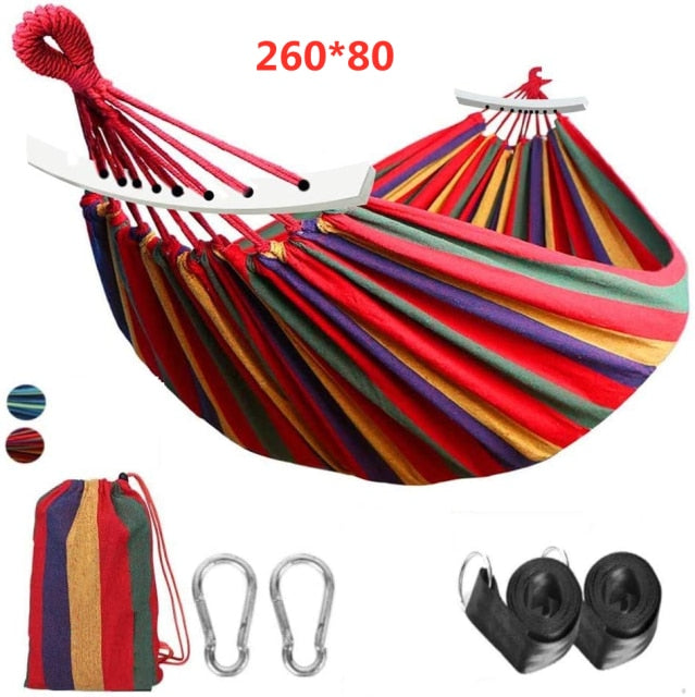 One/Two Person Outdoor Portable Garden/Camping Hammock suitable for Home Travel Camping Trendy Canvas Stripe Designe