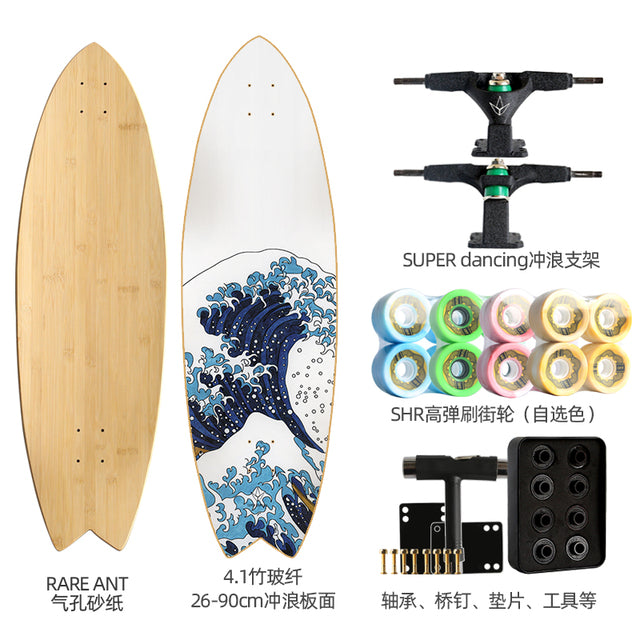 Land Carver Surf Skateboard  26 x 90cm Skateboard Equipped with Two types of Dynamic Steering Bracket