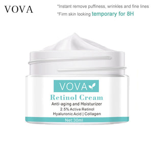 VOVA Retinol Anti-Ageing and Moisturising Face Care Cream incorporating Collagen, Hyaluronic Acid, and Retinol. Firms Skin, Shrinks Pores and Reduces Puffiness