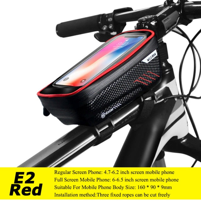 WILD MAN Mountain Bike Bag Front Handlebar Bag Rainproof 6.7inch Mobile Phone Case Bicycle Top Tube Bag Cycling Accessories