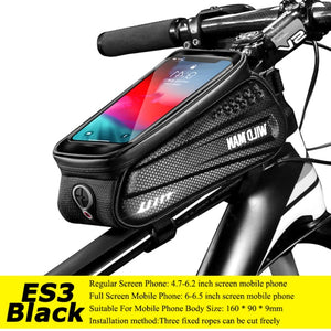 WILD MAN Mountain Bike Bag Front Handlebar Bag Rainproof 6.7inch Mobile Phone Case Bicycle Top Tube Bag Cycling Accessories