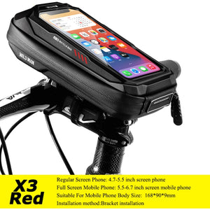 WILD MAN Mountain Bike Bag Front Handlebar Bag Rainproof 6.7inch Mobile Phone Case Bicycle Top Tube Bag Cycling Accessories