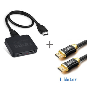 HDMI 2 Switch Splitter-compatible 4k 60hz 1 in 2 Out for Dual Monitors Full HD 1080P 3D Come with High Speed HDMI Cable