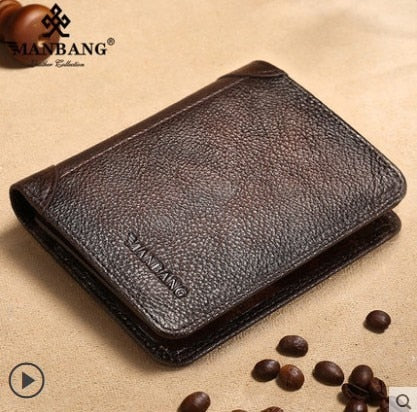 ManBang 2022/3 Genuine Leather Wallet High Quality Genuine Leather Mens Wallet For Passport/Credit Cards/Cell Phone/Driver's Licence/Money