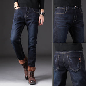 Winter Jeans for Men Jeans Slim Fit Stretch Thick Casual Clothing