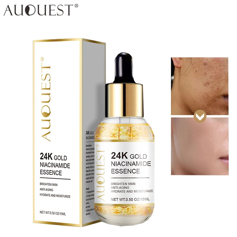 AUQUEST 24k Gold Face Serum With Hyaluronic Acid. A Moisturising, Anti-Wrinkle and Firming Skin Care Regime