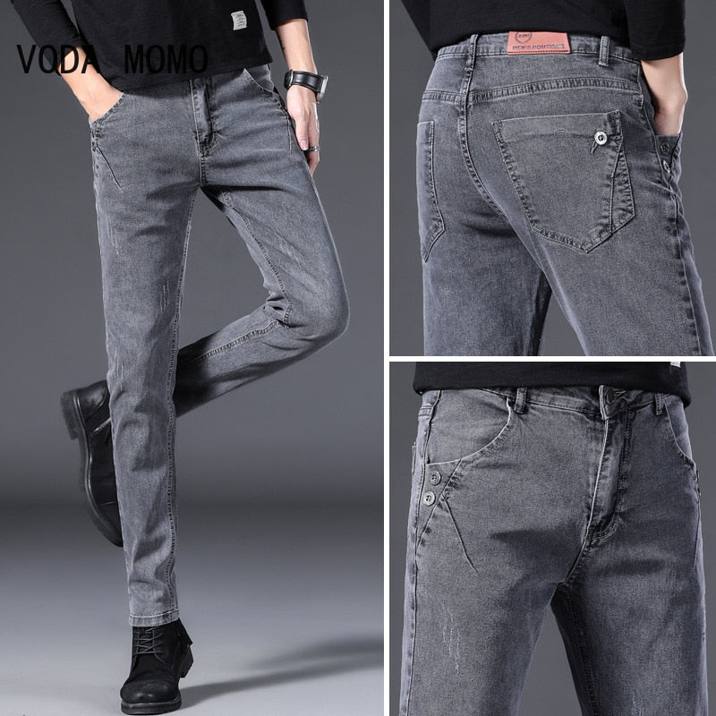 Men Jeans Slim Fit Skinny Denim Jeans Designer Elastic Straight Jeans Stretch Trousers Jeans Yong Men jean men pants plus Velvet