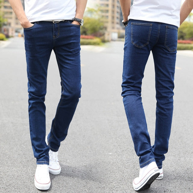 Men Jeans Slim Fit Skinny Denim Jeans Designer Elastic Straight Jeans Stretch Trousers Jeans Yong Men jean men pants plus Velvet