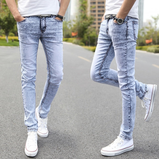 Men Jeans Slim Fit Skinny Denim Jeans Designer Elastic Straight Jeans Stretch Trousers Jeans Yong Men jean men pants plus Velvet