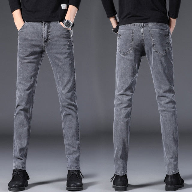 Men Jeans Slim Fit Skinny Denim Jeans Designer Elastic Straight Jeans Stretch Trousers Jeans Yong Men jean men pants plus Velvet