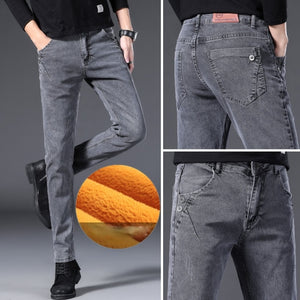 Men Jeans Slim Fit Skinny Denim Jeans Designer Elastic Straight Jeans Stretch Trousers Jeans Yong Men jean men pants plus Velvet