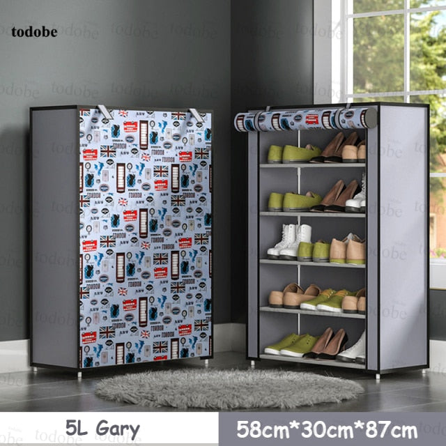 Multi-layer Simple Shoe Cabinet DIY Assembled Space-saving Shoe Organizer Shelf Home Dorm Storage Closet Dustproof Shoes Rack