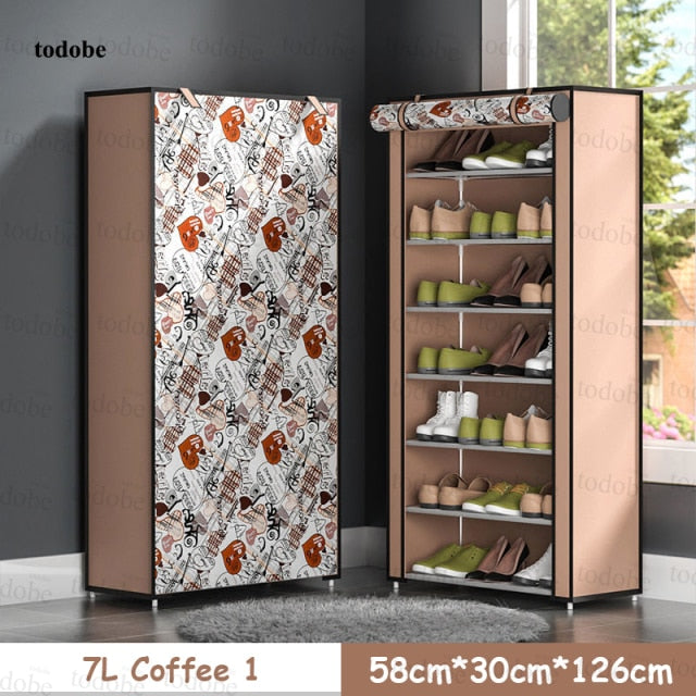 Multi-layer Simple Shoe Cabinet DIY Assembled Space-saving Shoe Organizer Shelf Home Dorm Storage Closet Dustproof Shoes Rack