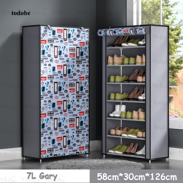 Multi-layer Simple Shoe Cabinet DIY Assembled Space-saving Shoe Organizer Shelf Home Dorm Storage Closet Dustproof Shoes Rack