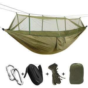 Portable Outdoor Camping Hammock with Mosquito Net made from strong Parachute Fabric