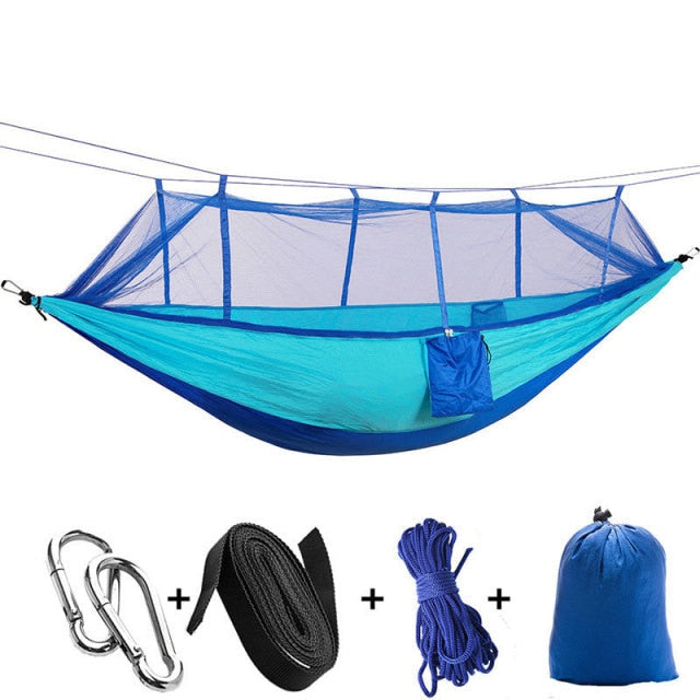 Portable Outdoor Camping Hammock with Mosquito Net made from strong Parachute Fabric