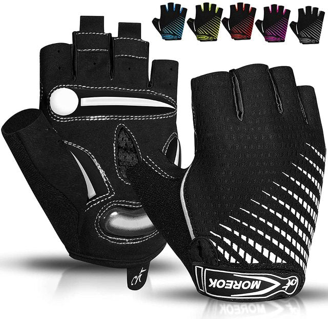 BIKINGMOREOK Cycling Gloves Half Finger Bike Gloves 5MM Liquid Gel Pads Bicycle Gloves Shock-Absorbing Mountain Bike Gloves