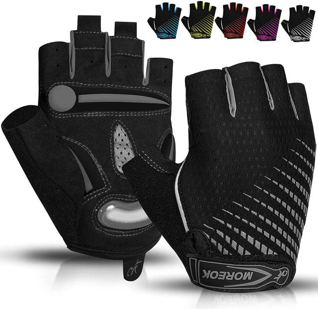 BIKINGMOREOK Cycling Gloves Half Finger Bike Gloves 5MM Liquid Gel Pads Bicycle Gloves Shock-Absorbing Mountain Bike Gloves