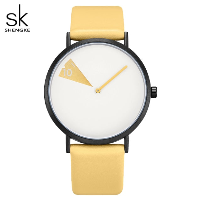 SHENGKE Casual Style Women's Watch with a Selection of Coloured Leather Straps and a Precision Quartz Movement