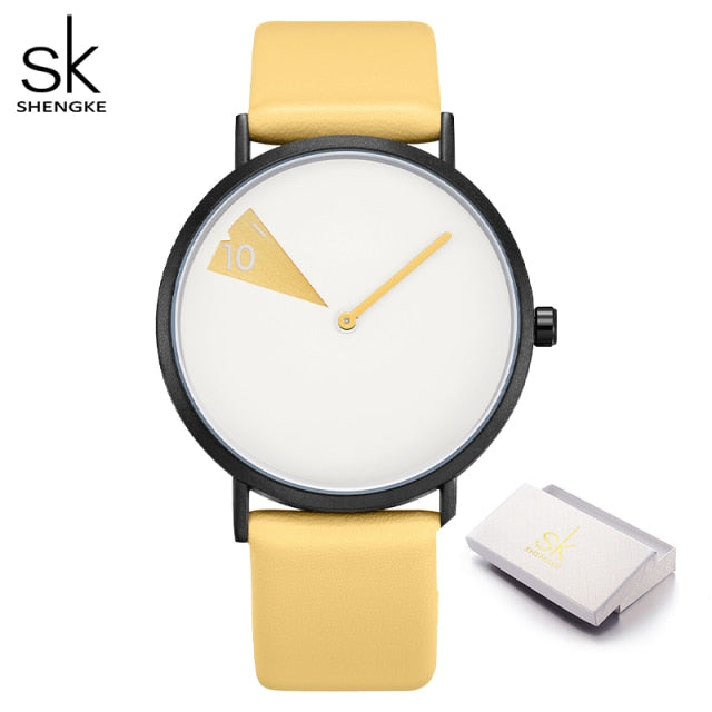 SHENGKE Casual Style Women's Watch with a Selection of Coloured Leather Straps and a Precision Quartz Movement