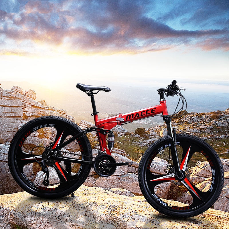 Folding Mountain Bike 26 Inches Double Disc Brakes Foldable Bike Multi-Color Optional Suitable For Adults