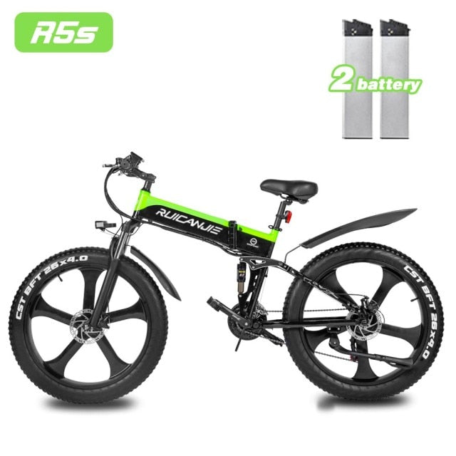 Electric Bike Mountain Bike Ebike 1000W Folding Bike 26 Inch Wheels Shimano 21-speed-gears Electric Bicycles Electric 4.0 Fat Tyre Bike 26 Inch Mtb Dual Battery Ebike