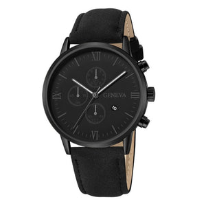 Designer Fashion Man's Watch by RUNERR Stainless Steel Case with a Precision Quartz Movement and Leather Watch  Strap