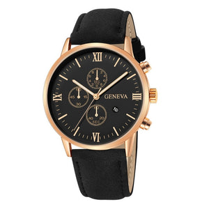 Designer Fashion Man's Watch by RUNERR Stainless Steel Case with a Precision Quartz Movement and Leather Watch  Strap