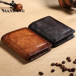 ManBang 2022/3 Genuine Leather Wallet High Quality Genuine Leather Mens Wallet For Passport/Credit Cards/Cell Phone/Driver's Licence/Money