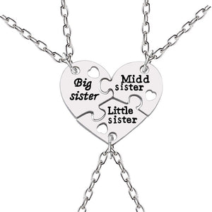 Ideal Gift 3 Pieces Three Sisters Necklace - 3 Individual Pendant Necklaces which when pieced together form A Larger Heart-Shaped Pendant