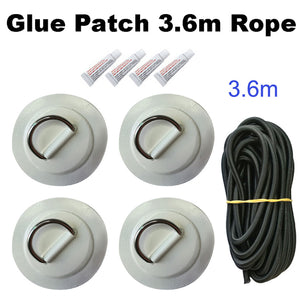 Surfboard Dinghy Boat PVC Patch With Stainless Steel D Ring Deck Rigging Sup Round Ring Pad 5M Elastic Bungee Rope Kit