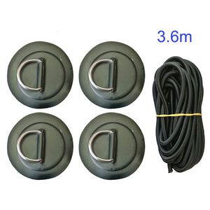 Surfboard Dinghy Boat PVC Patch With Stainless Steel D Ring Deck Rigging Sup Round Ring Pad 5M Elastic Bungee Rope Kit