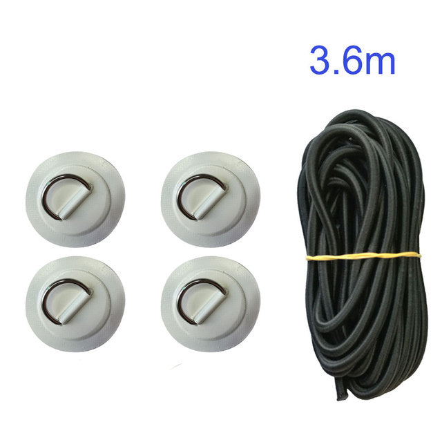 Surfboard Dinghy Boat PVC Patch With Stainless Steel D Ring Deck Rigging Sup Round Ring Pad 5M Elastic Bungee Rope Kit