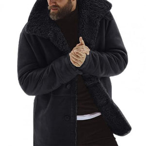 Mens Winter Thick Warm Coat Sheepskin Jacket Long Sleeve Fur Wool Lined Mountain Faux Lamb Loose Male Coat chaquetas hombre