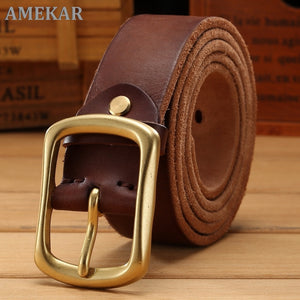 solid brass buckle 2025/26 full grain 100% genuine leather mens belts luxury hot designer high quality womens cowboy brown natural