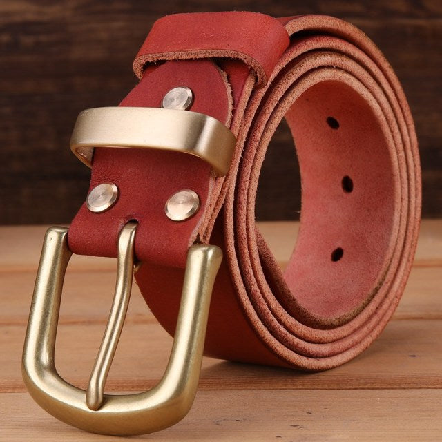 solid brass buckle 2025/26 full grain 100% genuine leather mens belts luxury hot designer high quality womens cowboy brown natural