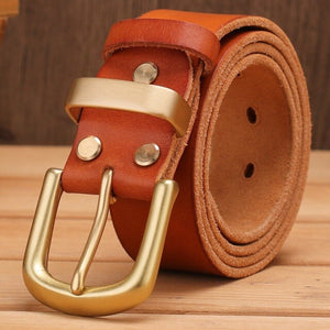 solid brass buckle 2025/26 full grain 100% genuine leather mens belts luxury hot designer high quality womens cowboy brown natural