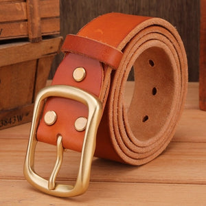 solid brass buckle 2025/26 full grain 100% genuine leather mens belts luxury hot designer high quality womens cowboy brown natural